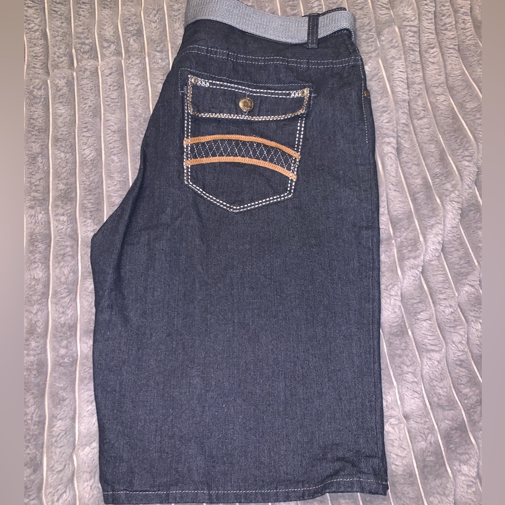 Swiss Cross Belted Jean Shorts Size 40